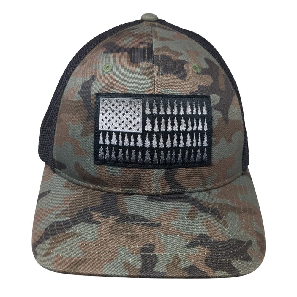 Tree Flag Patch Fitted Trucker Hat Multicolor One… - image 1